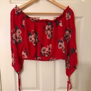 Red Floral Crop Top